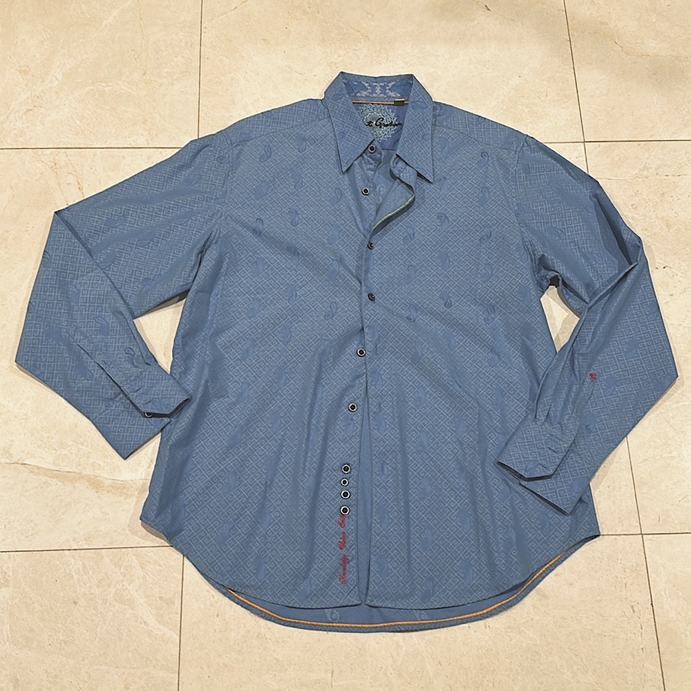 NEW ROBERT GRAHAM BUTTON DOWN BLUE PAISLEY